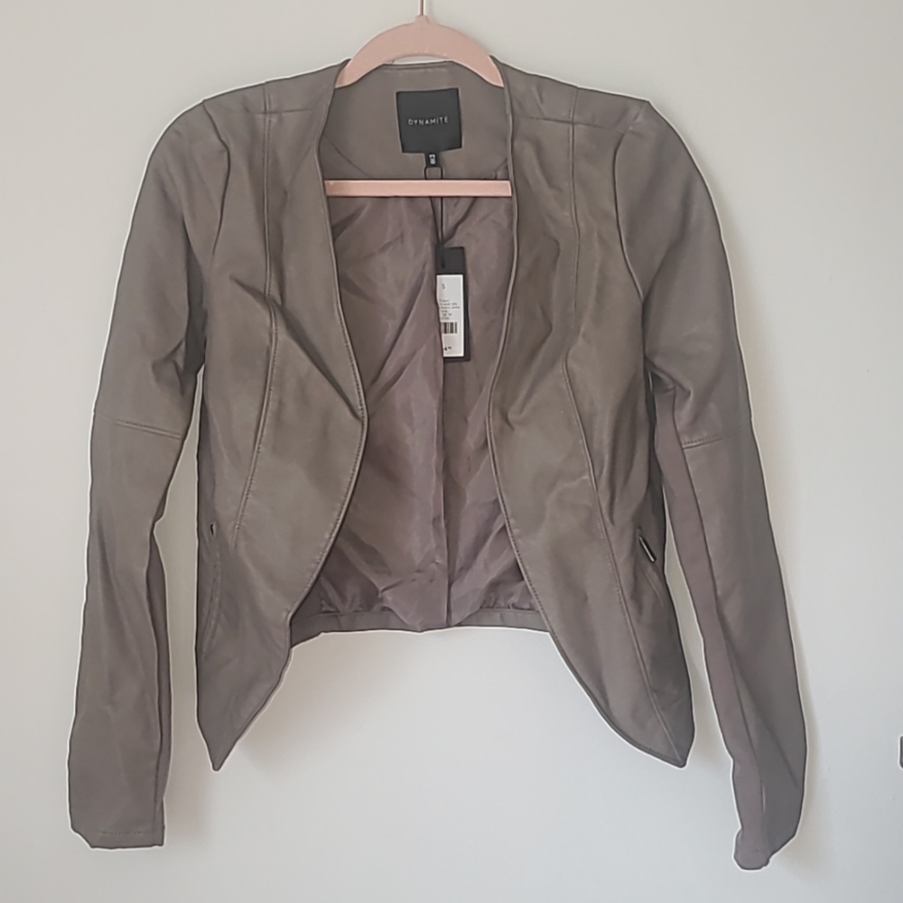 Grey/Brown leather Jacket with pockets